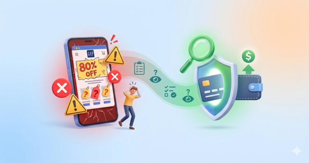 TikTokにあるGAP80%OFF広告の偽サイトを見抜く方法