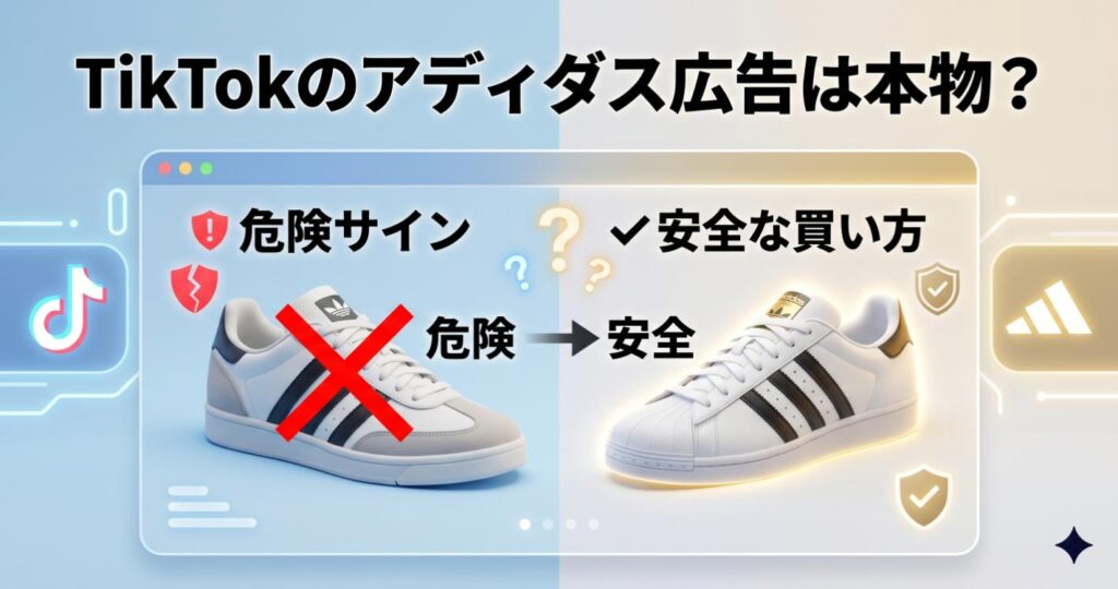 TikTokのアディダススニーカー広告は本物？危険サインと安全な買い方