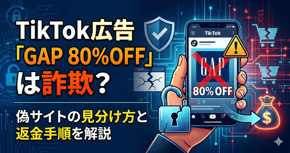 TikTok広告「GAP 80%OFF」は詐欺？偽サイトの見分け方と返金手順を解説