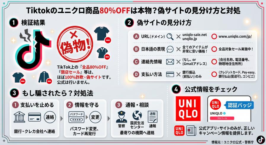 Tiktokのユニクロ商品80%OFFの見分け方