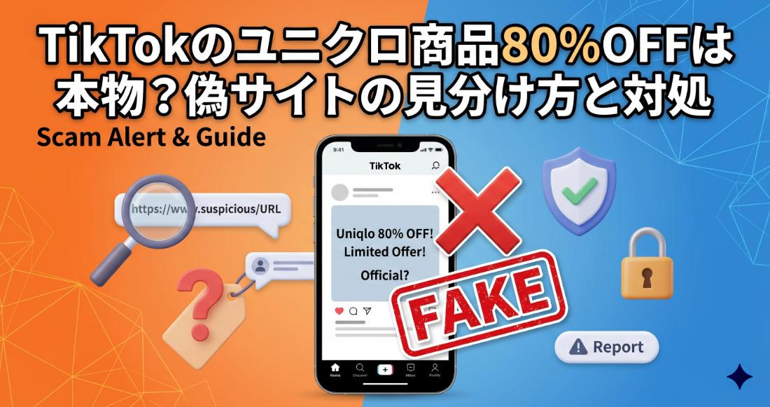 Tiktokのユニクロ商品80%OFFは本物？偽サイトの見分け方と対処