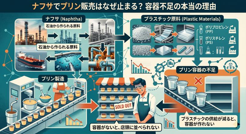 ナフサでプリン販売はなぜ止まる？容器不足の本当の理由