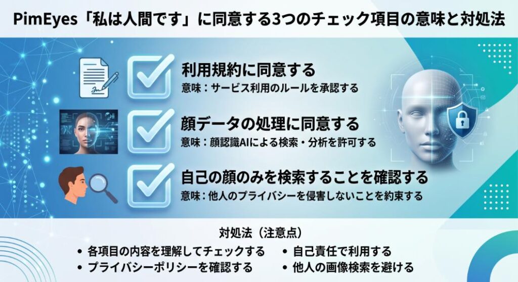 テーマ：「pimeyes「私は人間です」に同意する3つのチェック項目の意味と対処法」