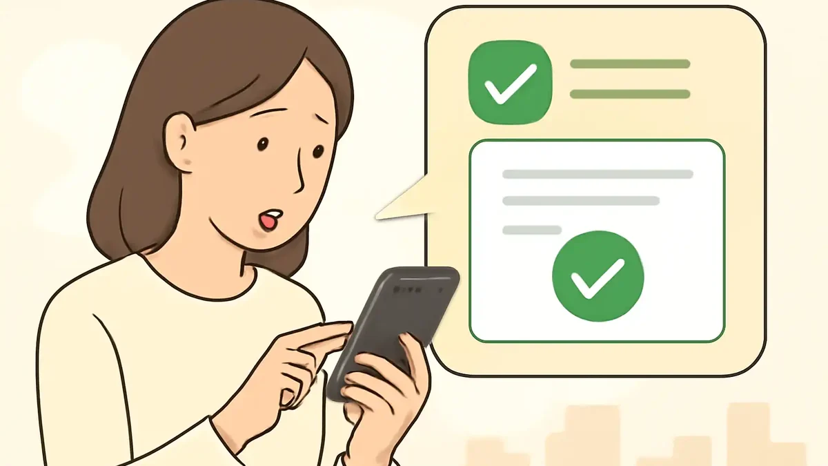 LINE安否確認の通知理由をスマホで確認するイメージ